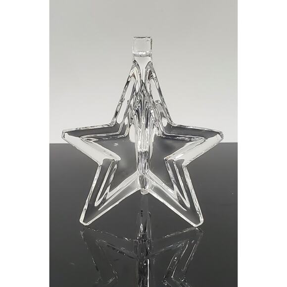 Vintage Val St Lambert Clear Crystal Christmas Star Holiday Ornament Belgium - Picture 5 of 5